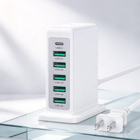 45W 6-Port USB Desktop Charging Station