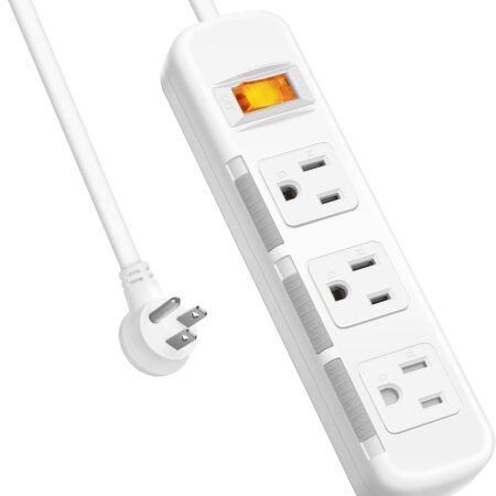 Surge-Protected Power Strip with Flat Plug