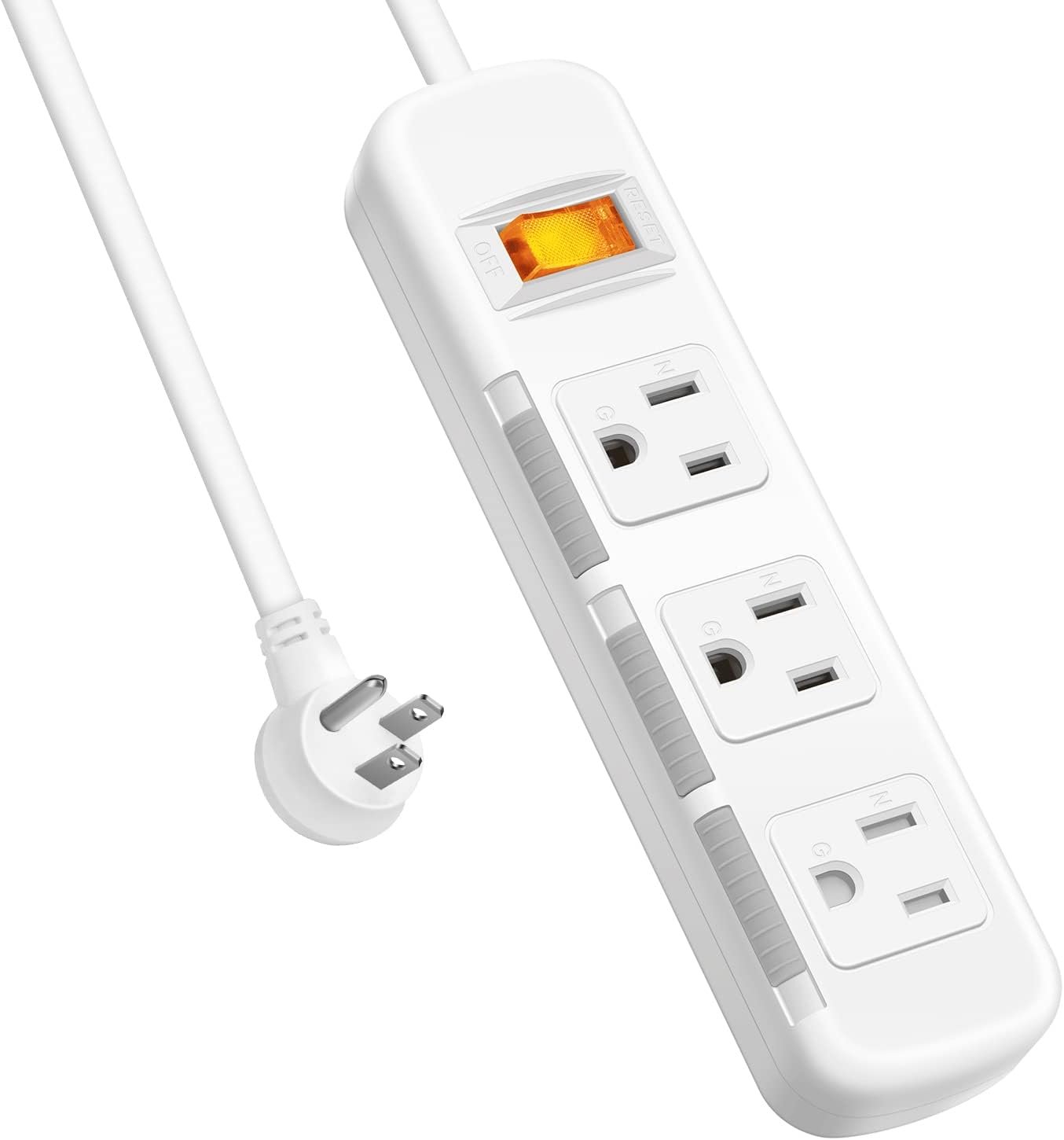 Surge-Protected Power Strip with Flat Plug