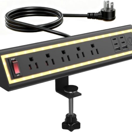 Clamp-Mount Desktop Power Strip with Night Light