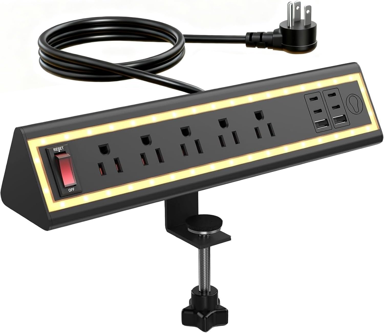 Clamp-Mount Desktop Power Strip with Night Light