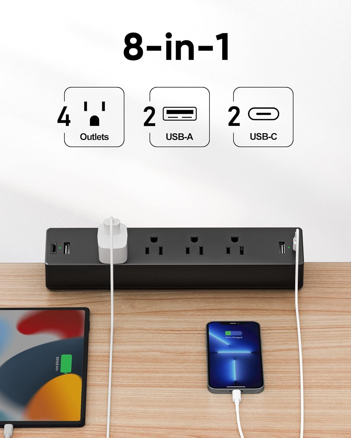 Desk-Clamp Power Strip (4 AC + 4 USB) - Image 2