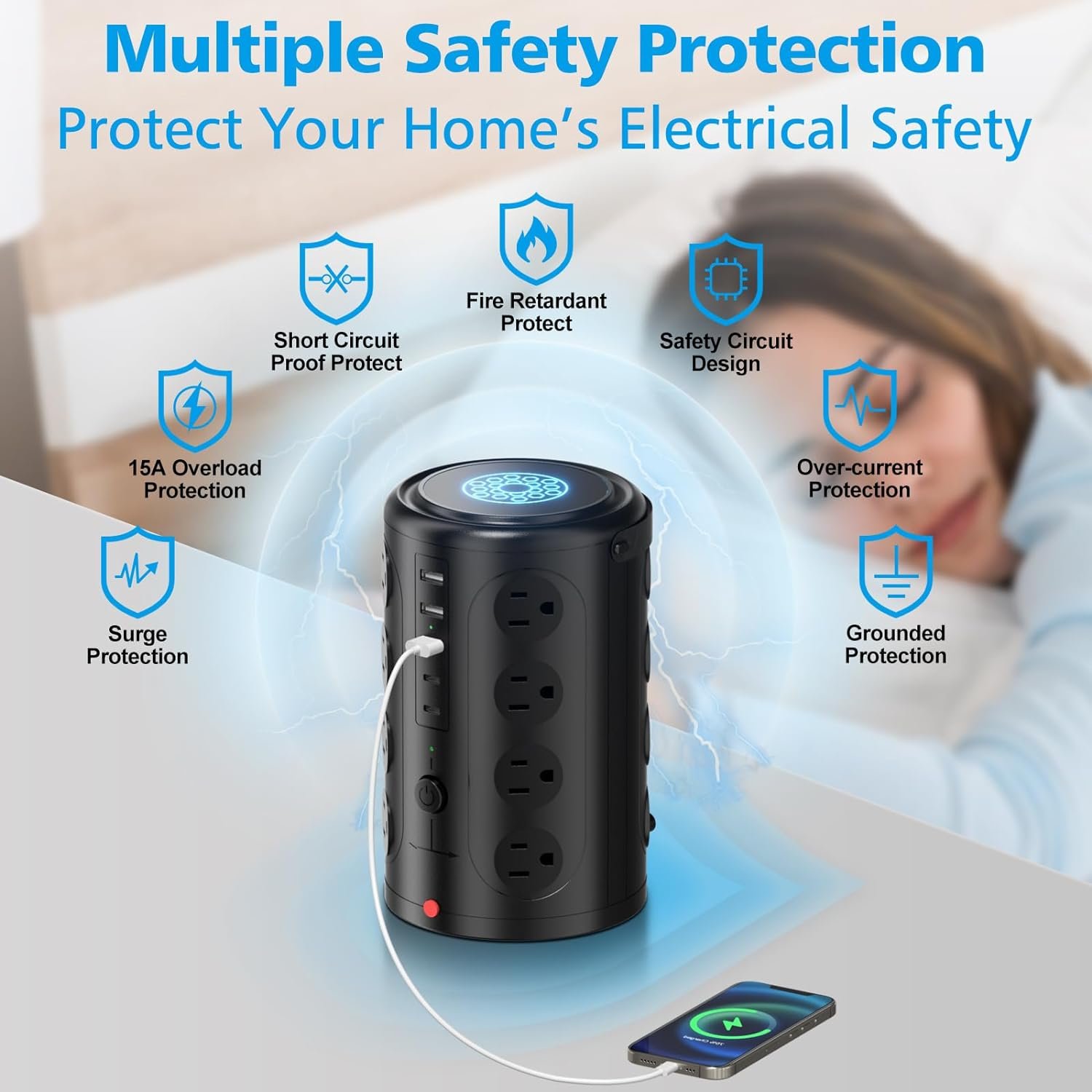 Vertical Surge-Protected Power Tower - Image 2